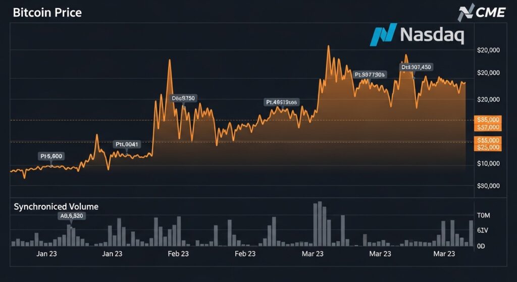 나스닥과 CME의 협력으로 가속화되는 가상화폐 시장 제도권 융합과 비트코인 투자 전략 이미지