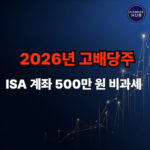 2026년 고배당주 추천 종목 및 ISA 계좌 절세 혜택 분석 시각 자료