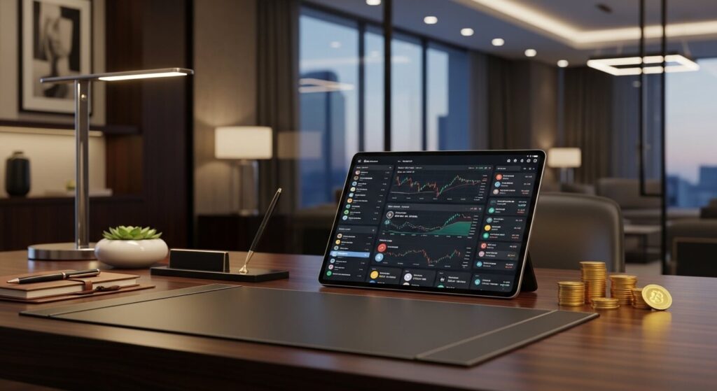 비트코인 7만 달러 시대의 전문적인 가상화폐 자산운용 전략 시각화 이미지