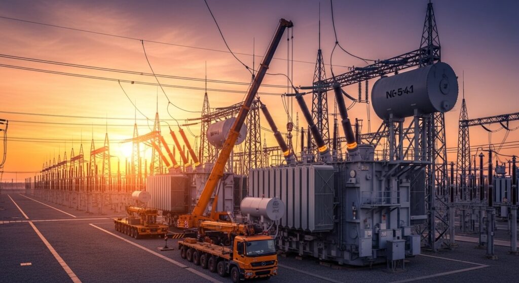 상승 그래프 배경의 AI 전력 관련주 및 데이터센터 전력망 이미지