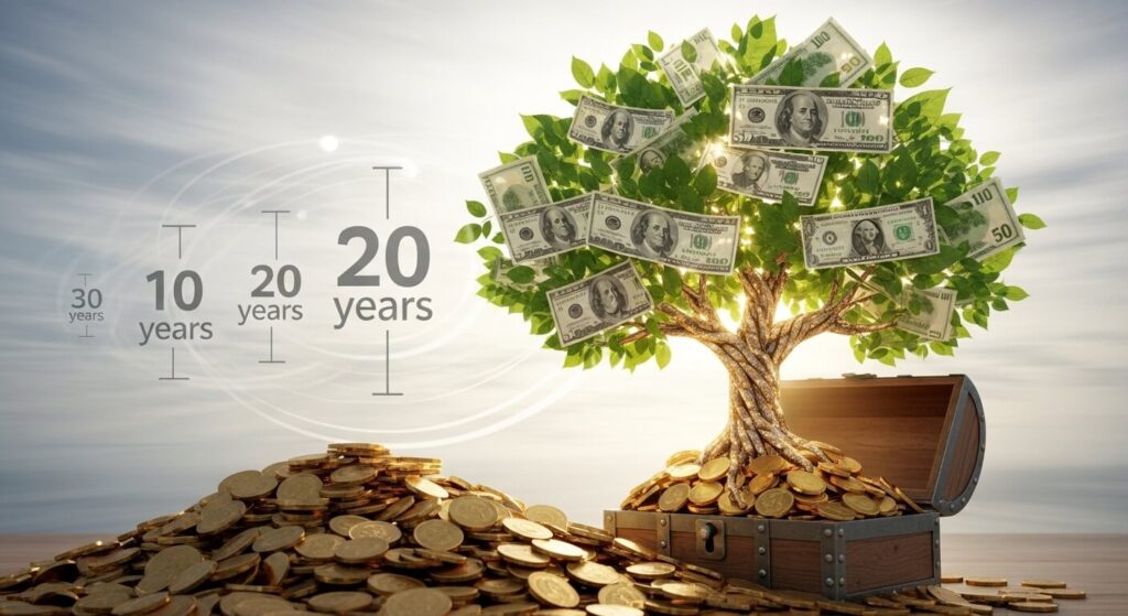 VOO 주가 전망을 바탕으로 한 장기 복리 투자의 자산 증식 효과 시각화