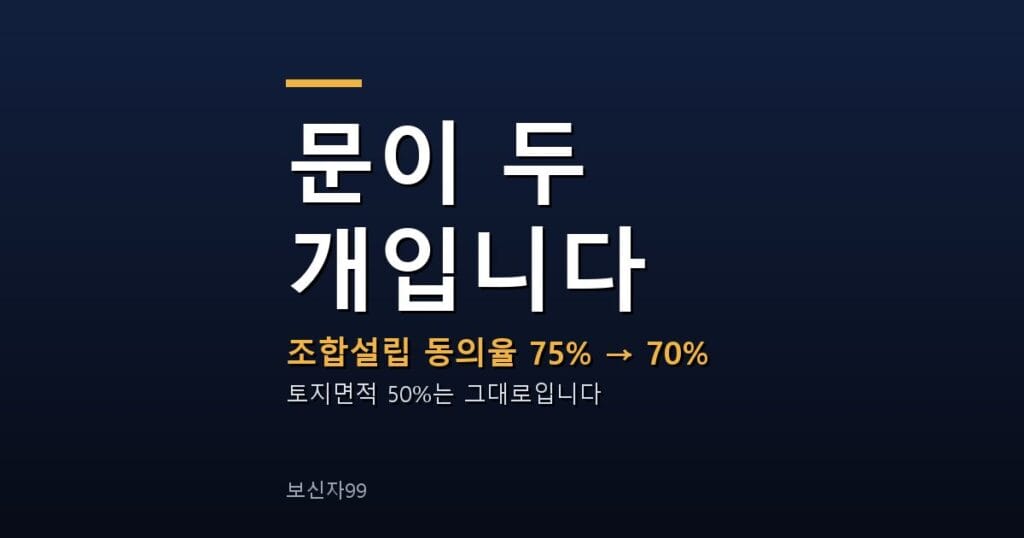 조합설립 동의율 70%, 토지면적 50%는 그대로다