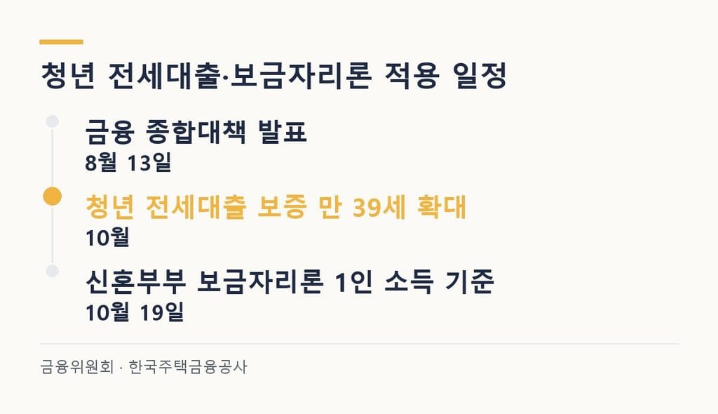 청년 전세대출·보금자리론 적용 일정 - 10월 전세대출 39세, 10월 19일 보금자리론 1인 소득 기준