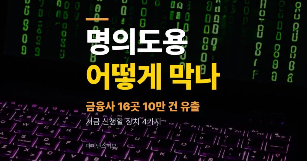 명의도용 확인·방지, 금융사 16곳 10만 건 유출 때